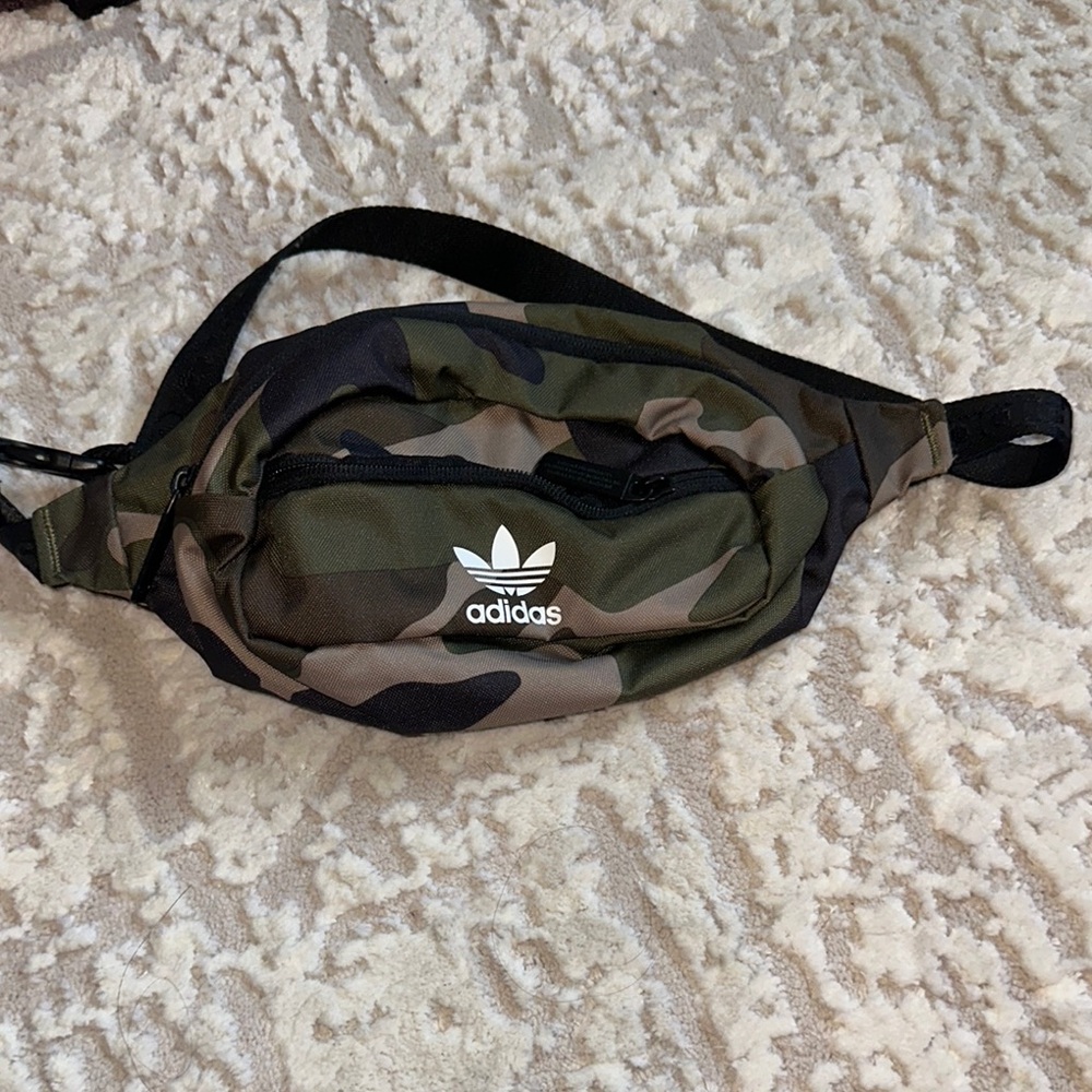Adidas Green and Black Belt Bag with Trefoil Logo